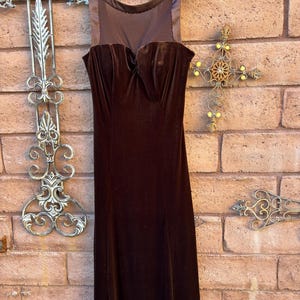 Brown Illusion Mesh Dress