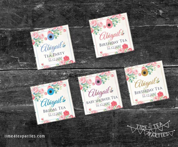 Pink Floral Tea Bag Tags Bridal Tea Baby Shower Kitchen Etsy