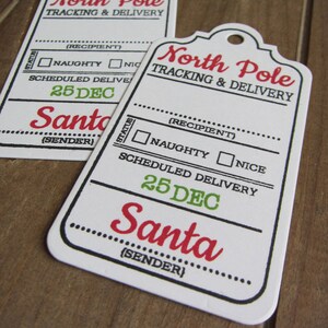 Christmas Gift Tags (8)/North Pole Gift Tags/From Santa Tags/Nice List