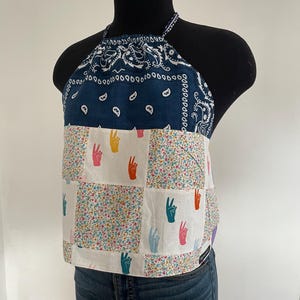 Bandana Peace Sign Reversible Backless Halter Top