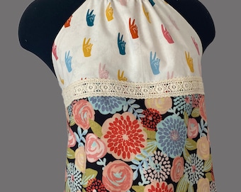 Peace Love and Flowers Halter// Reversible!!