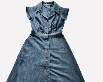 1970s Vintage Sears Denim Snap Front Dress Sz S - Etsy