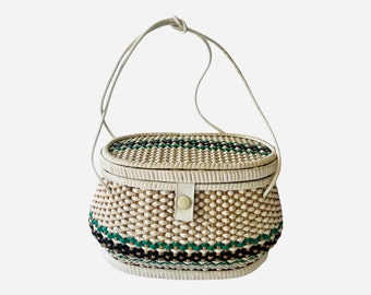 Vintage Woven Bag, Nantucket Purse, Boho, Wicker Box Purse,