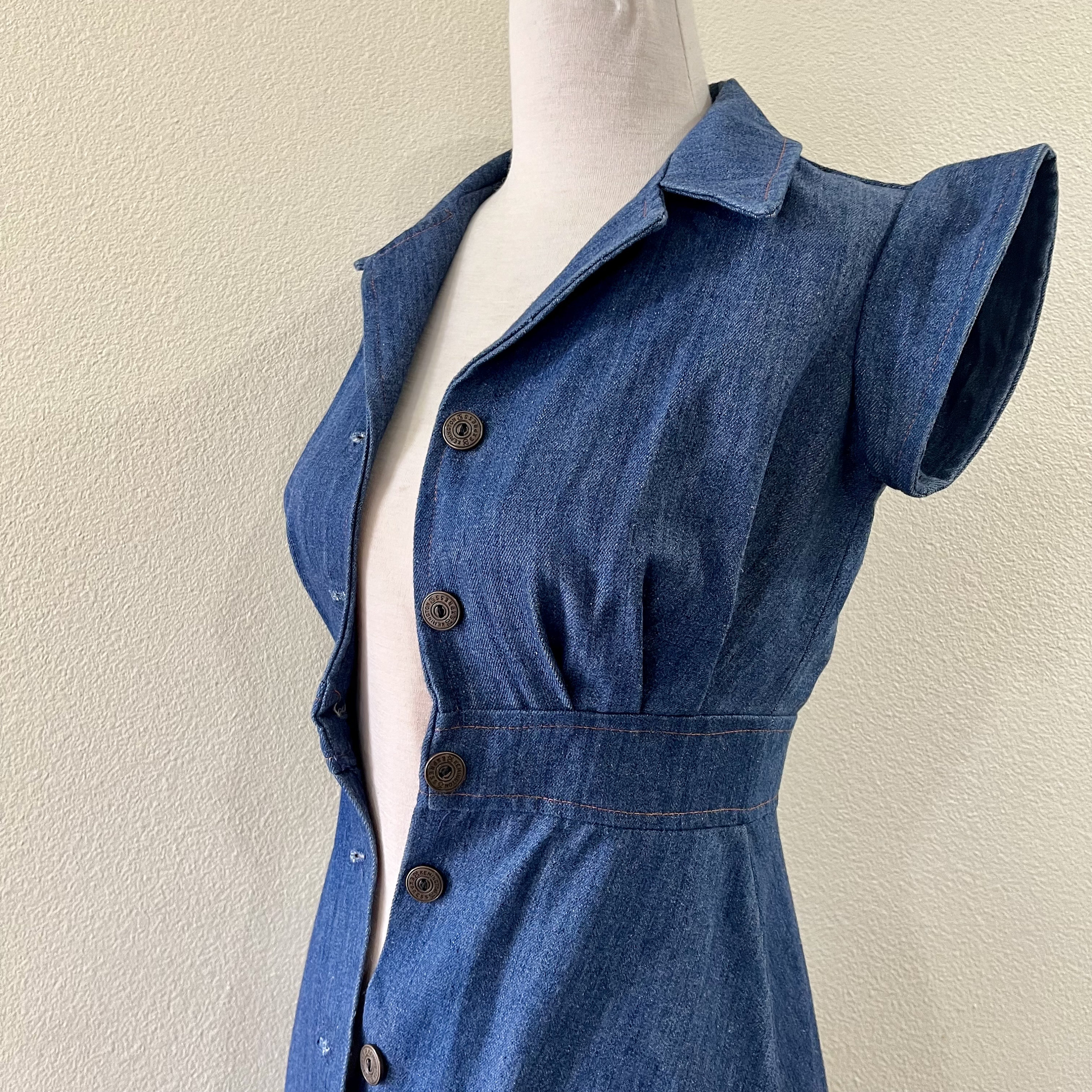Maxi Dress Moody Goose 70s Jean Dress 1970s Denim Dress, Vintage