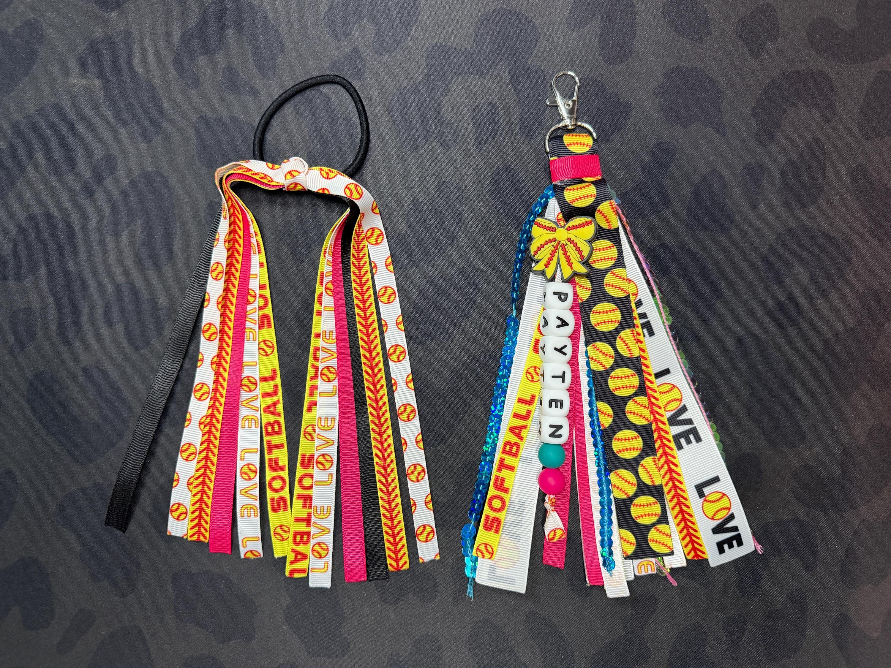 Keychains Custom Ribbons Matching Personalized Ribbon Keychain & Hair Ribbons Set – Show School ...