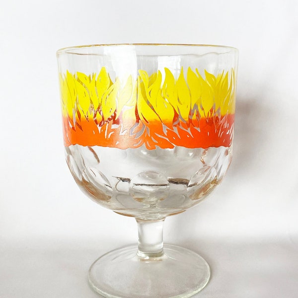 Schooner Beer Mug Goblet with Flames, Bloody Mary Glass, MCM Barware Vintage Breweriana, Gift for Him