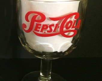 Pepsi Cola Schooner Mug Goblet, Vintage Soda Glass, Mid Century Glassware Barware,  Pepsi Coke Collectibles