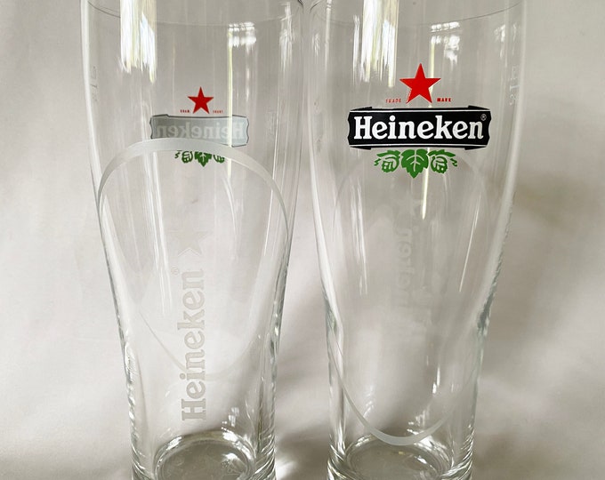 Vintage Heineken Beer Glasses 2 German Pub Beer Glasses Etsy