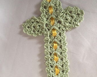 Vintage Crochet Cross Bookmark, Bible Bookmark, Hand Crocheted Cross Christian Gift for Her, Easter Gift