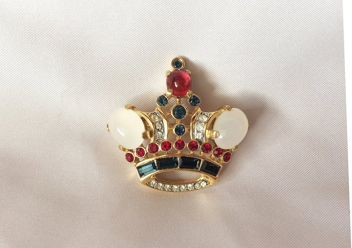 Vintage TRIFARI CROWN Brooch Signed AUTHENTIC Alfred Philippe Etsy