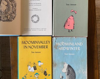 FOUR Moominpappa Books, 1967 1968 1970 and 1973 Editions 2nd and 3rd Impressions, Moominvalley, Exploits, Moominland