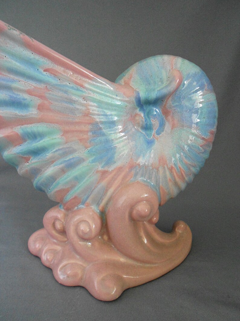 Art Deco Shell Vase Vintage Haeger Nautilus Ceramic Vase Pink Etsy
