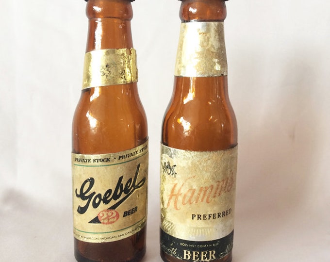 Antique Beer Bottles Mini Goebel Hamm's Beer Bar Glass Bottles, Vintage