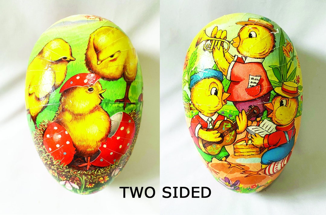 1950s Paper Mache Egg Box Two Sided Easter Chicks 6 Etsy