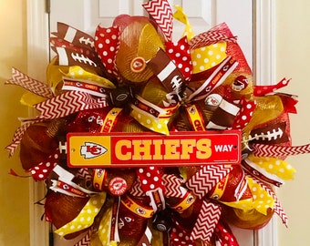 KC Chiefs Wreath, Kansas City Chiefs Wreath, Chiefs Football Wreath, KC Wreath, Nfl Wreath, Nfl Decor, Chiefs Decor, KC Chiefs Decor