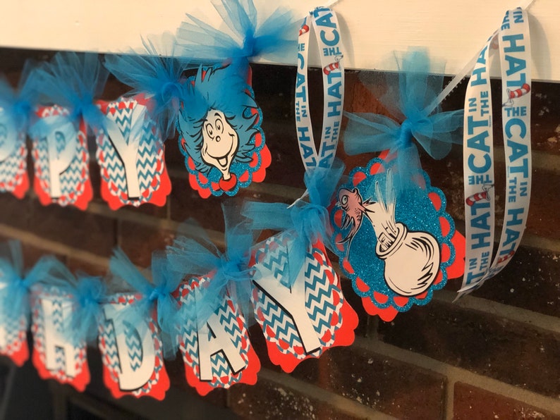 Cat In The Hat Birthday Party Banner Cat In The Hat Banner Etsy