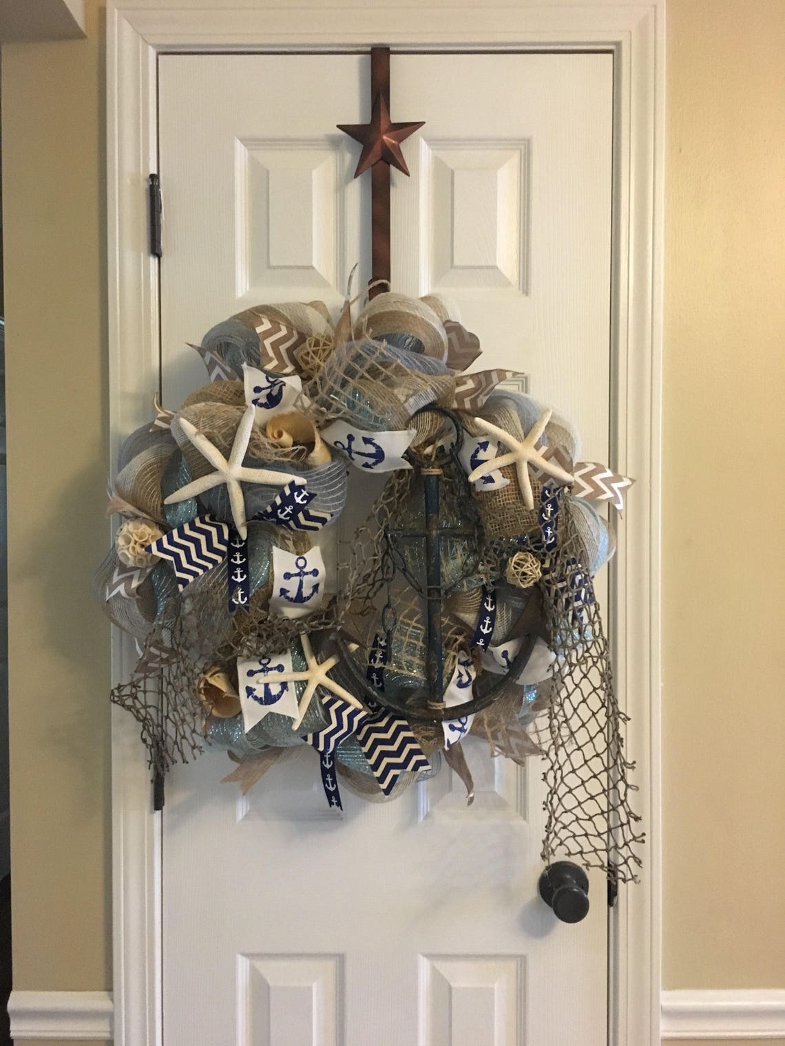 Nautical Wreath Nautical Door Decor Nautical Decor Anchor Etsy