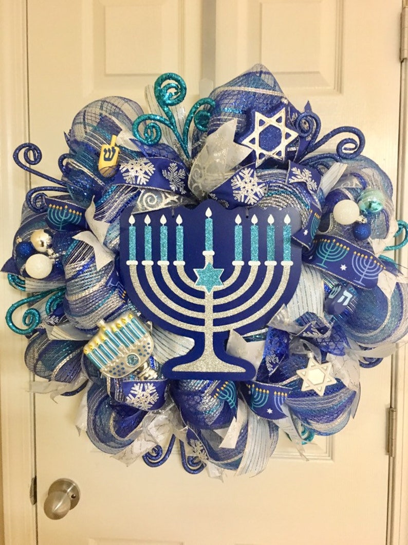 Hanukkah Wreath Hanukkah Decorations Hanukkah Decor Happy Etsy