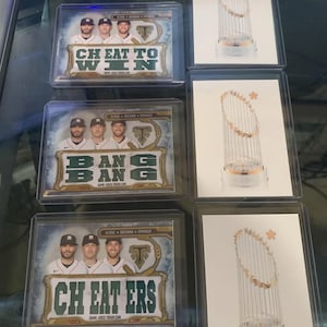 Houston Astros Cheaters - Novelty ACEO Game Used Trash Can Baseball Card Reprint Replica - Your Choice of Text