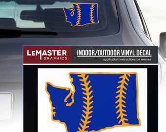 2-Color Vintage Seattle Mariners Washington State Baseball Layered Vinyl Decal