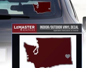 Dual Layer Weatherproof Pullman WSU Cougars Cougs Vinyl Heart Sticker Decal