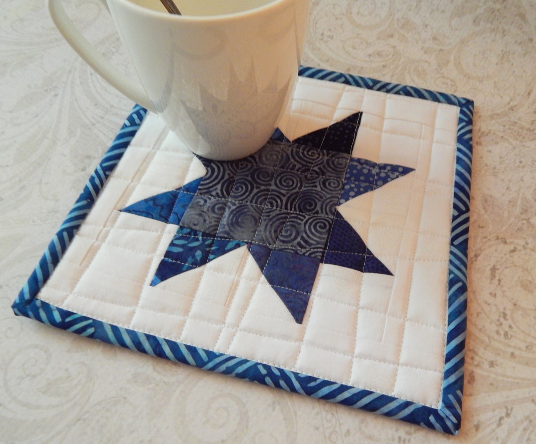 Mug Rug, Quilted Mug Mat, Large Coaster, Heat Reflective Batting