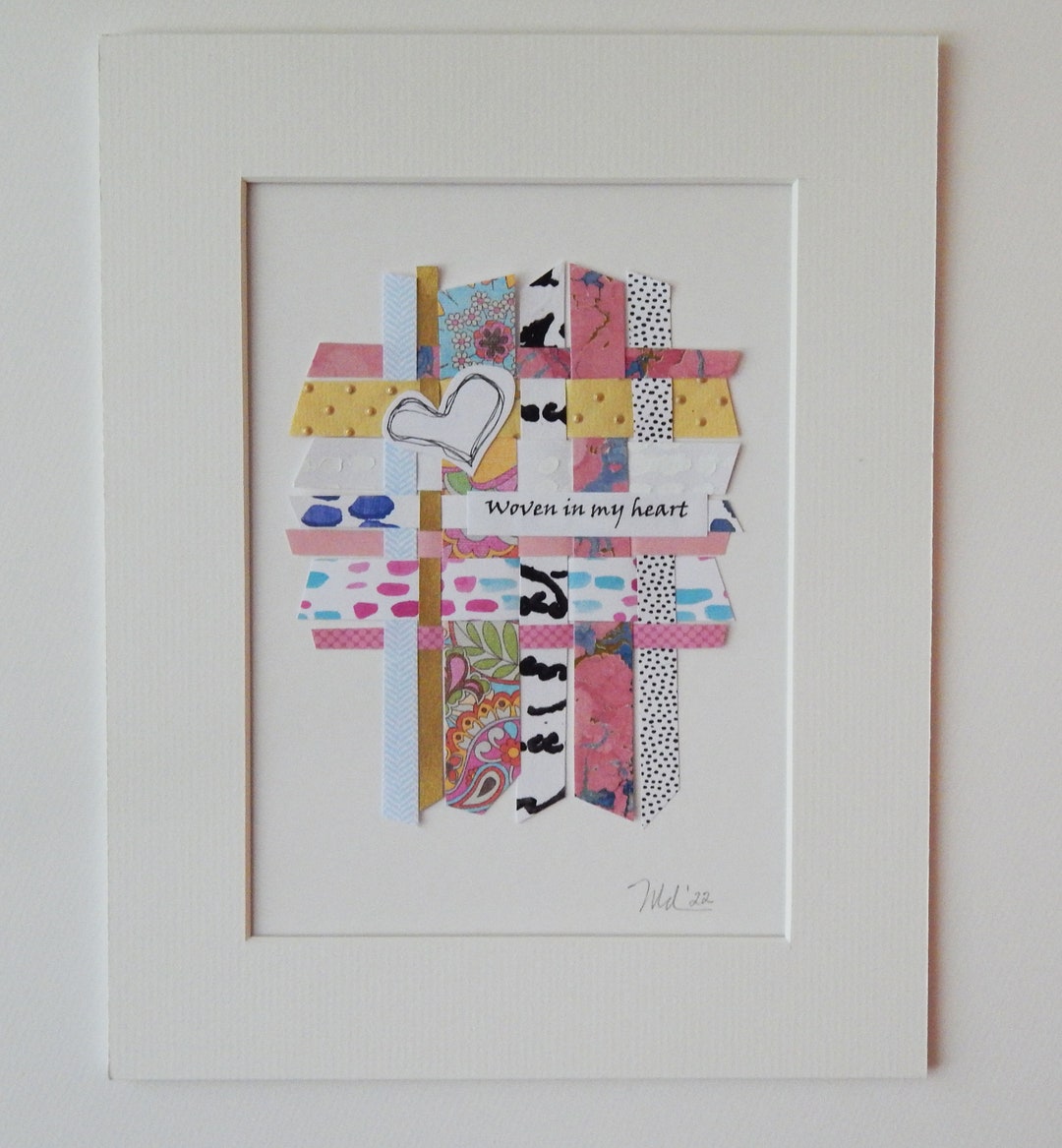 Woven Paper Wall Art With Heart, Paper Weaving Wall Art, Woven Paper