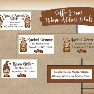 Coffee Gnomes Return Address Labels | Fun Labels for Coffee Lovers | Personalized Labels | Gnome Stickers | Custom Labels | Mailing Labels