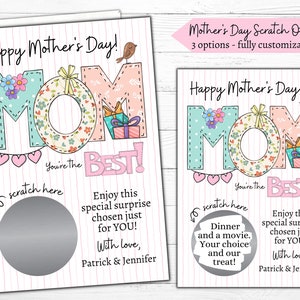 Carte à gratter personnalisée pour la fête des mères | Carte à gratter personnalisée | Carte-cadeau | Cadeau pour maman | Carte de fête des mères | Carte à gratter