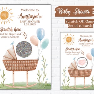 Cartes à gratter de douche de bébé | Jeu de 10 cartes | Prix du parti | Favori du parti | Jeu de société