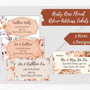 Rusty Rose Floral Return Address Labels | Wedding Labels | Wedding Stickers