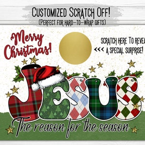 Carte à gratter de Noël personnalisée | Carte à gratter personnalisée | Carte-cadeau | Bas de Noël