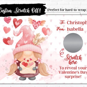 Carte à gratter personnalisée pour la Saint-Valentin | Nain de la Saint-Valentin | Carte à gratter personnalisée | Carte cadeau