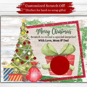 Carte à gratter de Noël personnalisée | Carte à gratter personnalisée | Bas de Noël | Carte cadeau