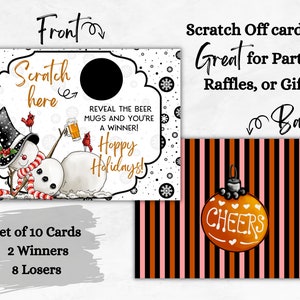 Cartes à gratter de Noël | Ensemble de 10 cartes | Prix du Parti | Faveur de fête | Jeu de société