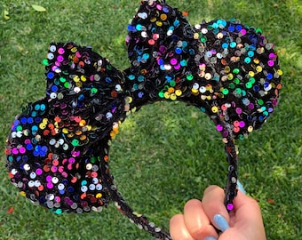 Bejeweled - Electric parade rainbow velvet sequin  Mouse Ears