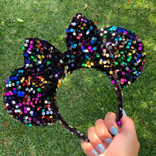 Electric parade rainbow velvet sequin  Mouse Ears