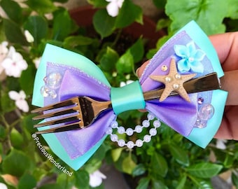 Aqua Little Mermaid Dinglehopper Hair Bow