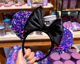 Sparkly Purple Blue velvet sequin  Mouse Ears