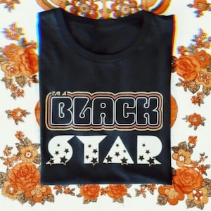 black star graphic tee | 70s 60s womens graphic tees | vintage rock n roll shirt | rock n roll tshirt | vintage style rock tee