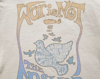 war is not the answer tee anti war vintage style 70s retro tshirt women's hippy graphic tee hippy tshirt dove 60s shirt peace not war shirt