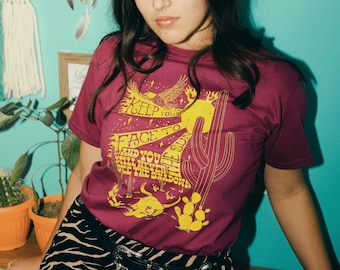 vintage 70s desert tshirt | woman 70s graphic tee | cactus shirt | vintage desert tee | eagle tshirt | cow skull shirt | arizona tshirt