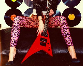 leopard leggings 80s rock leggings for women yoga leggings activewear gym leggings fitness leggings tights animal print leggings