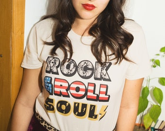 womens rock n roll tee rock n roll soul shirt 70s rock tee vintage style tshirt womans 70s clothing vintage rock tee for women rock n roll