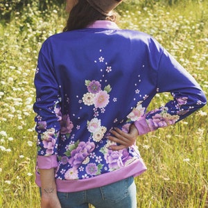 floral bomber jacket womens 70s jacket retro boho jacket bohemain bomber jacket track jacket asian bomber womens japanese jacket asian top image 1