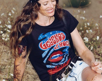 Tee-shirt graphique rock n roll des années 70 t-shirts graphiques pour femmes chemise de groupe vintage tee-shirt de concert rétro tee-shirt rock des années 70