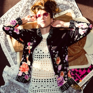 japanese jacket floral asian retro jacket boho jacket bohemain bomber jacket track jacket asian bomber womens japanese jacket