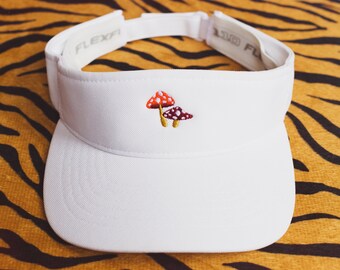 70s embroidered visor mushroom hat hippie visor retro visor 60s hippies psychedelic mushroom cap embroidered cap 60s visor