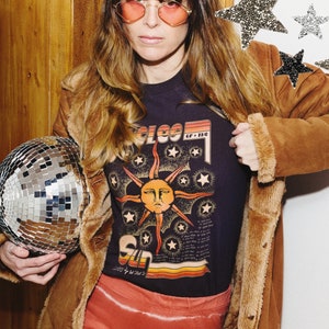 sun tshirt womens 70s clothing retro tee womens graphic tees solar cycles shirt ancient sun vintage sun art tshirt celestial tee stars shirt image 1