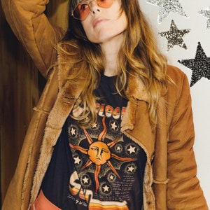 sun tshirt womens 70s clothing retro tee womens graphic tees solar cycles shirt ancient sun vintage sun art tshirt celestial tee stars shirt image 5